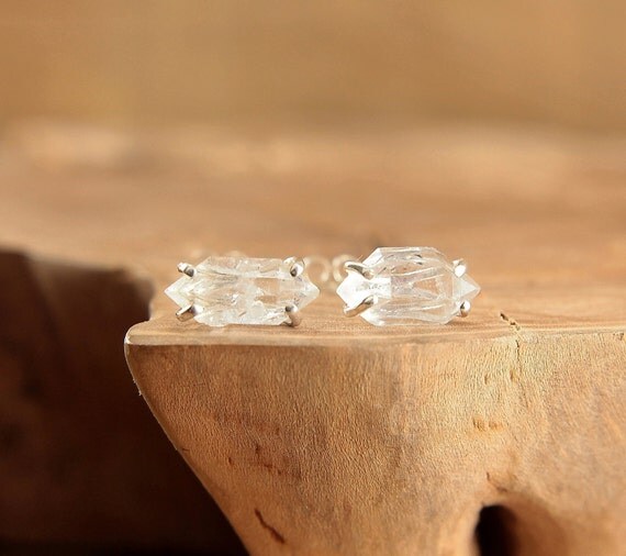 Herkimer Diamond Earrings Raw Herkimer Diamond Studs Rough