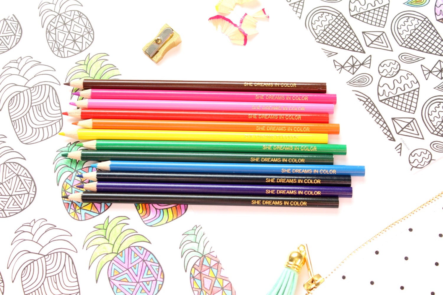 She Dreams In Color COLORED PENCIL Set 12 Colored Pencils