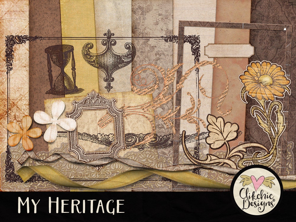 Vintage Digital Scrapbook Kit Clip Art My Heritage Vintage