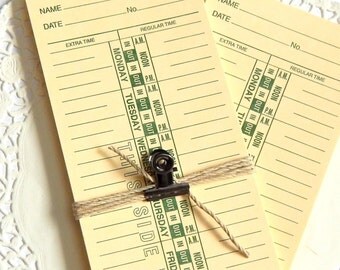 Vintage Inspired Time Cards. Journaling Spot. Junk Journal Supply. Embellishment. Scrapbook Ephemera. Planner Accessories. Ledger Paper.
