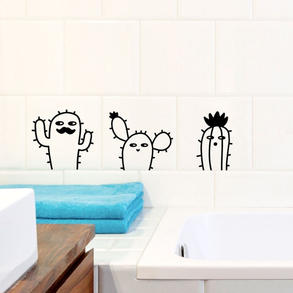 Mini Cactus Wall decal / Cactus Vinyl Sticker / Cacti Tile