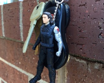 Marvel Avengers Bucky Barnes Un-Masked - Winter Soldier Mini-Figure Key Chain With Custom Gift Box