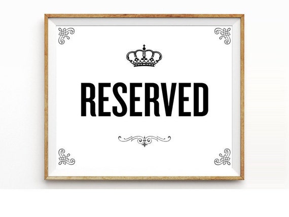 Items similar to Reserved sign printable instant download party signage