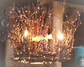 The Cascade - 3 + 1 Candle - Rustic Twig Light - Chandelier - Down Light - 200 Mini LED - Twig Chandelier The Cascade - 3 + 1 Candle - Rustic Twig Light - Chandelier - Down Light - 200 Mini LED - Twig Chandelier