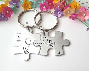 Long Distance Boyfriend Gift, Personalized Keychains, Coordinate Keychains, Location Keychains, Long Distance Relationship Gifts, Customized