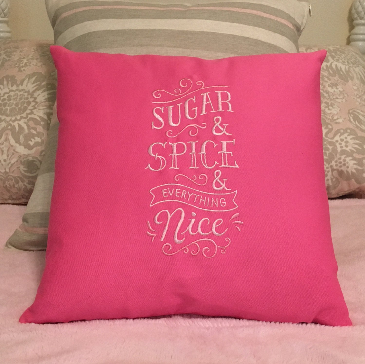 Pillow Pink Pillow Embroidered Pillow Sayings Pillow Quote