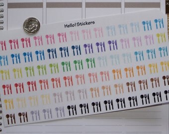 Colorful Spoon, Fork, Knife Set! Stickers for Erin Condren Planner, Happy Planner, Plum Planner, & many other planners, or just for fun!