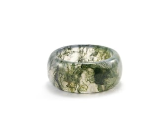 Moss Agate Ring/ Moss Agate Band/ Landscape Agate Ring/ Dendritic Agate Ring/ Green Gemstone Ring/ Moss Agate Jewelry