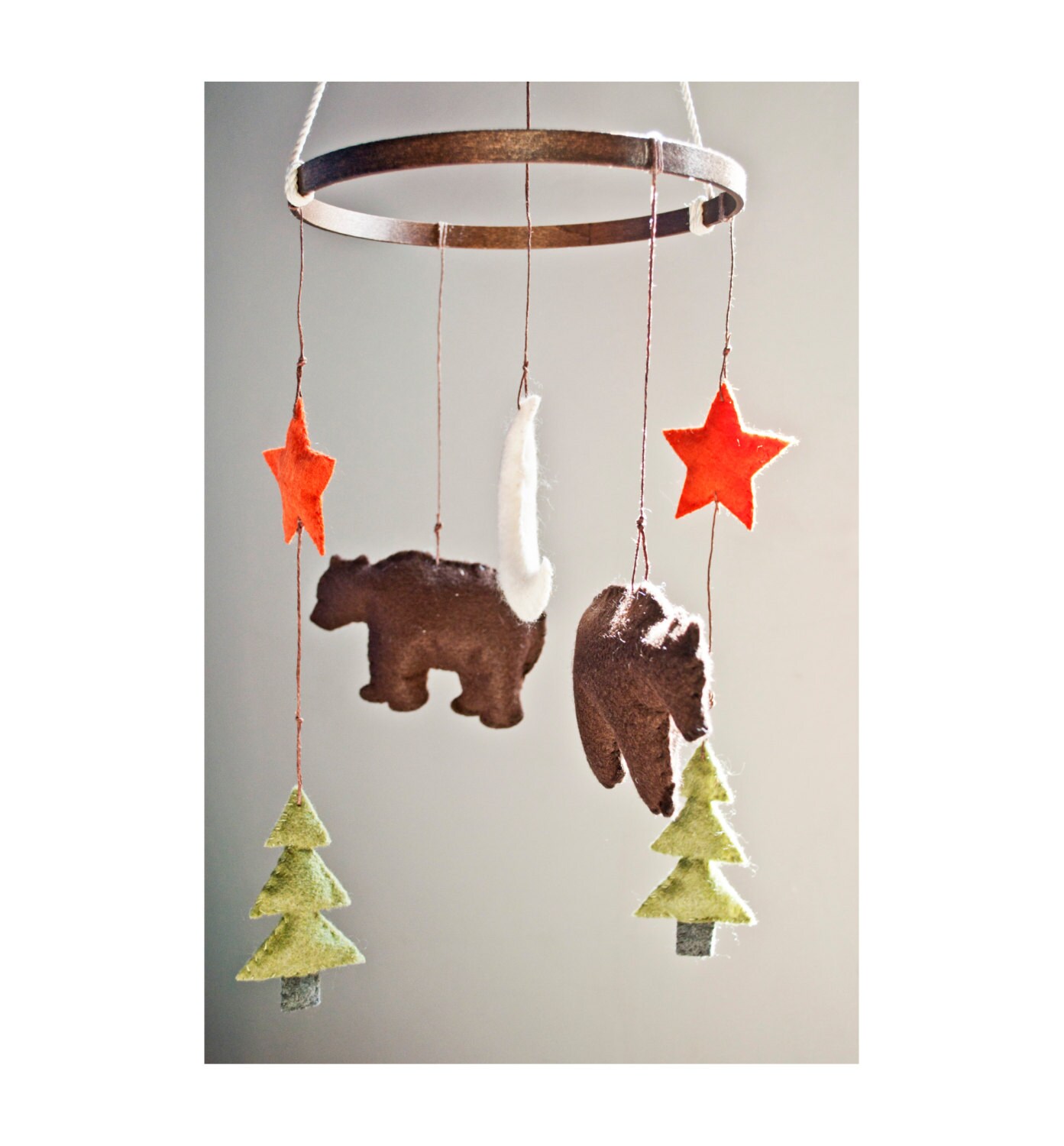 Bear Felt Baby Crib Mobile Woodland Mobile Woodland