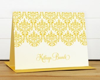 Personalized Stationery Set / Personalized Stationary Set - DAMASK Custom Personalized Note Card Set - Feminine Pretty Teacher Gift