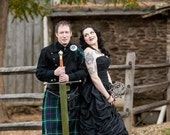 Black Wedding Dress Strapless with Ruching Barn Wedding Gothic Wedding Dress