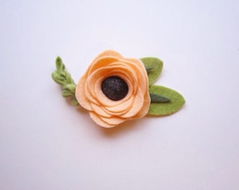 Peach Rifle Paper Co. Inspired Felt Flower Headband or Hair Clip