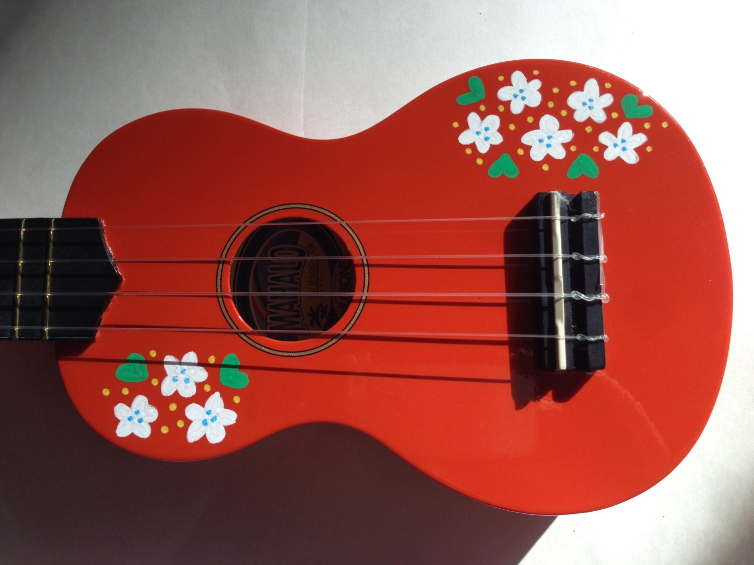 HandPainted Ukulele with White Flowers