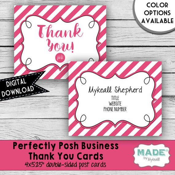 Digital Perfectly Posh Inspired Double-Sided THANK YOU CARD