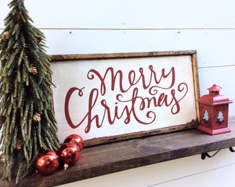 Merry Christmas Sign Rustic Christmas Sign Merry Christmas Wood Sign