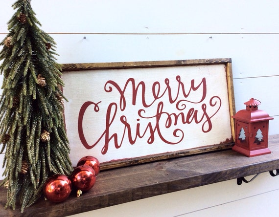 Merry Christmas Sign Rustic Christmas Sign Merry Christmas