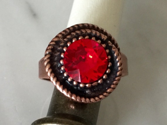 Swarovski Light Siam Ring, Light Siam Crystal Ring, Swarovski Light Siam Crystal Ring, Light Siam Crystal Rope Ring