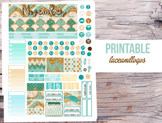 Printable Tanning Stickers | printable planner stickers teal tan november monthly Printable Tanning Stickers | printable planner stickers teal tan november monthly