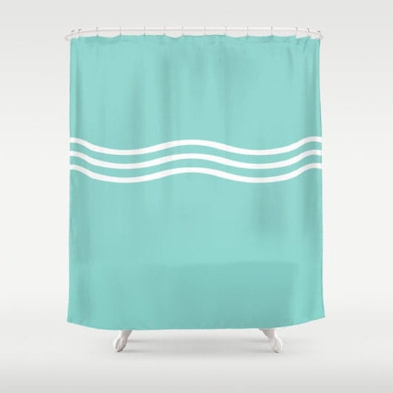 Turquoise Shower Curtain Turquoise and White by DesignbyJuliaBars