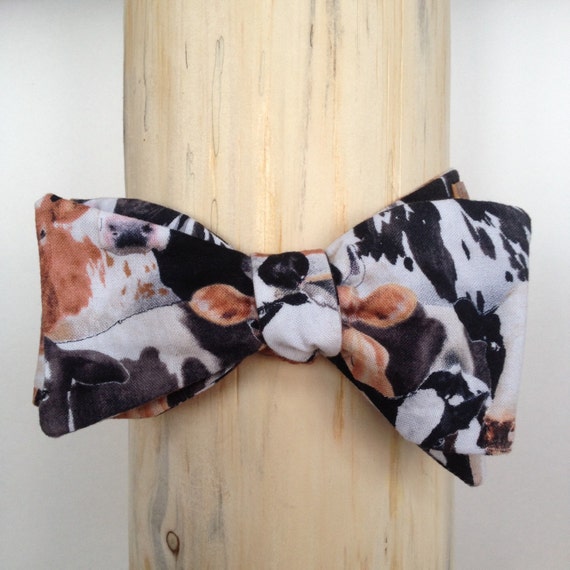 Cotton bow tie self tie cows pattern wedding tie for men