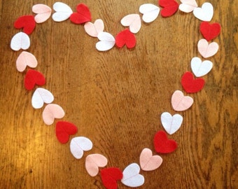 Heart garland, felt heart garland, Valentine's Day garland