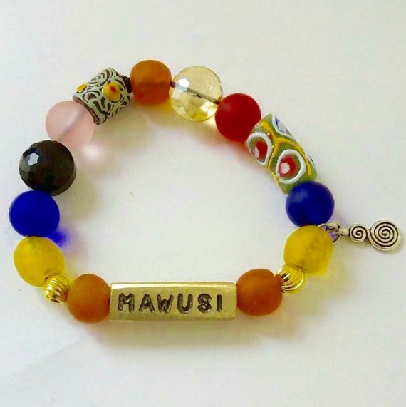 Custom Name Ghana Beads Bracelet by on Etsy
