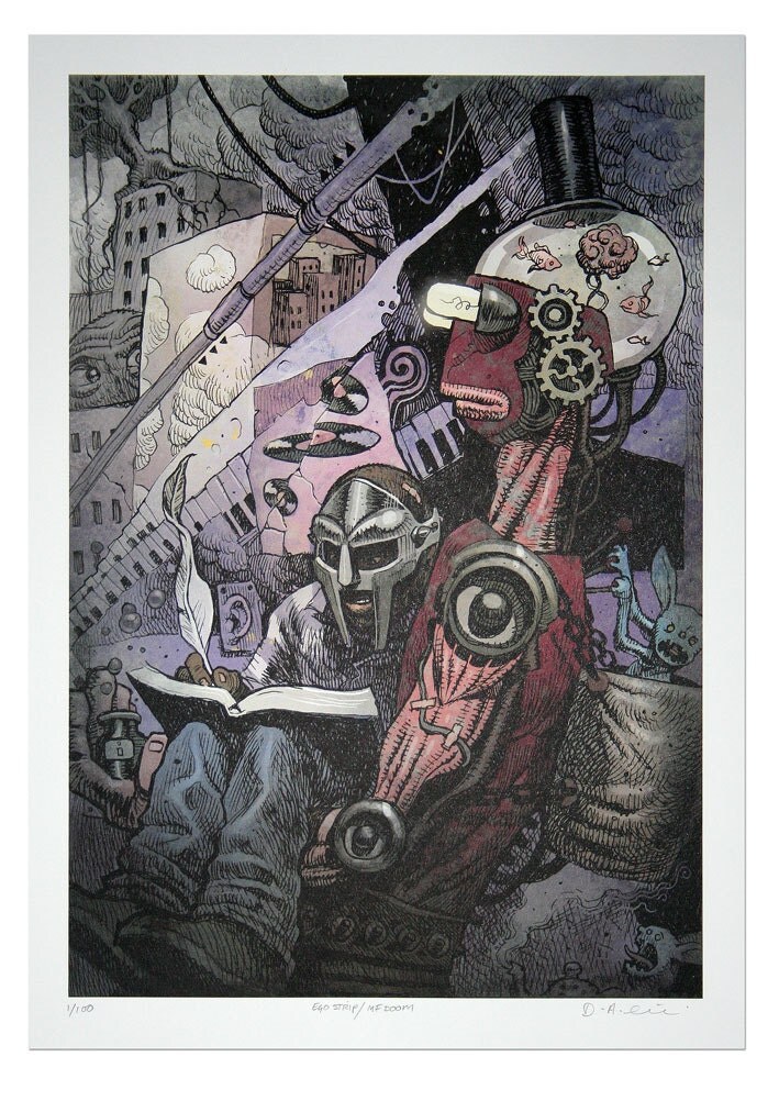 MF DOOM A3 Artist Proof Lithograph Art Print