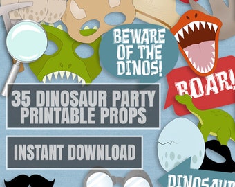 35 Dinosaur Party Photo Booth Props, Dinosaur printable party props, love dinos party, photobooth sign, dinosaur photo prop instant download