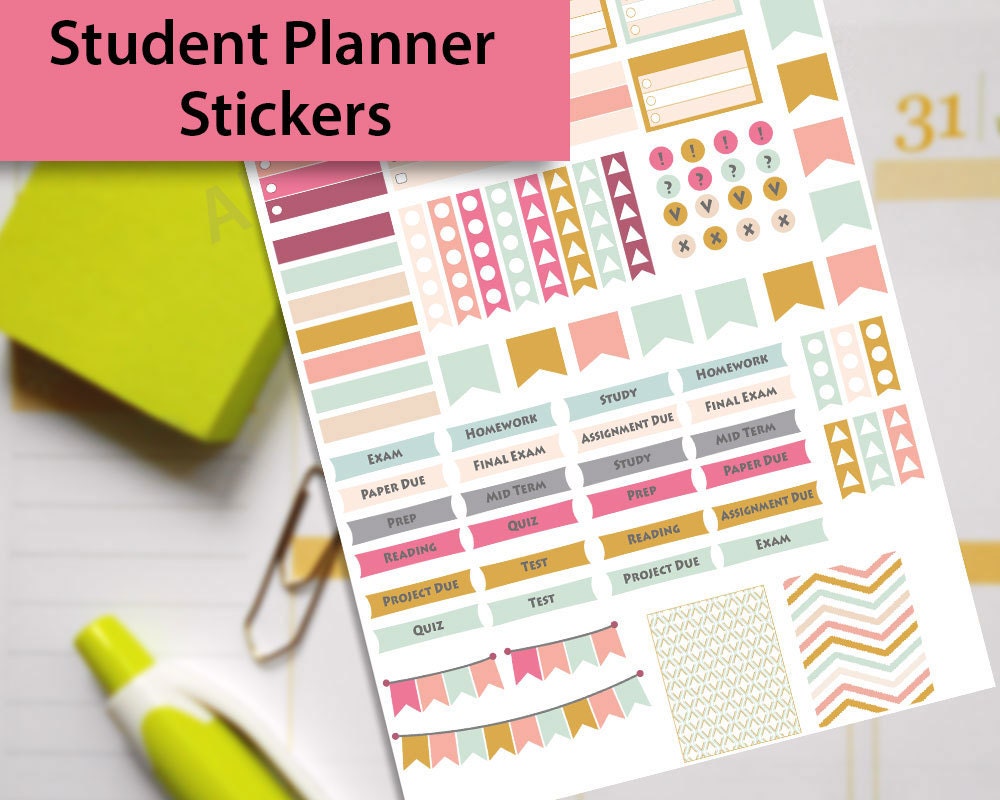 Download College Stickers Student Sticker Study Planner Stickers