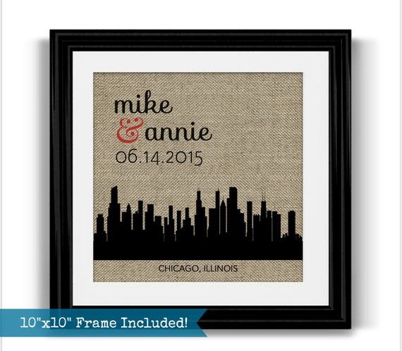 Chicago Skyline Wedding Gift Framed Art Personalized Chicago ...