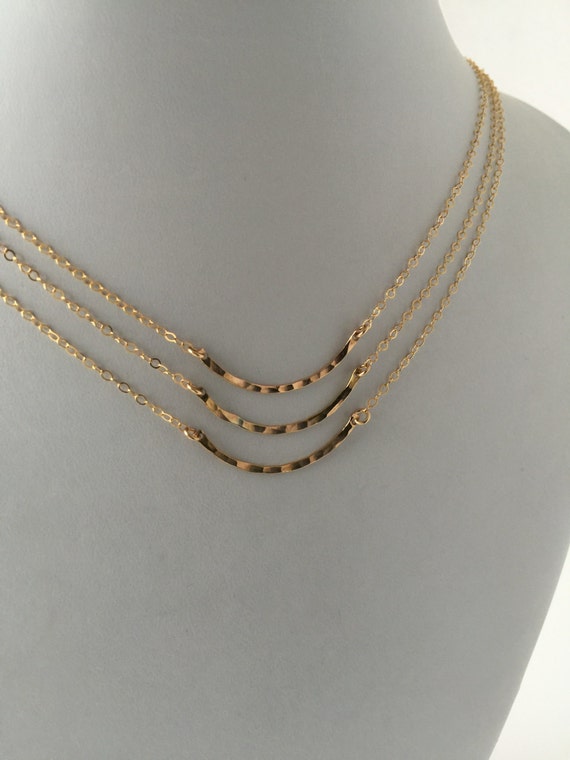 Set of 3 or 4 Gold Curved Bar necklacesFriendship necklace