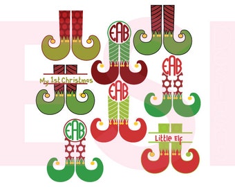 Christmas monogram svg, Elf svg, Christmas svg files, SVG, DXF, EPS & Png, for use with Silhouette and Cricut Design Space