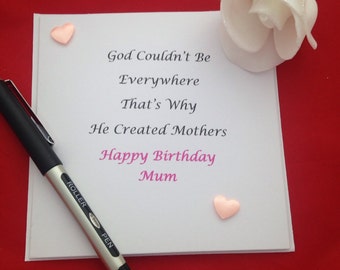 Mum Birthday Card, Sentimental Cards For Mothers, Mum Quotes, Handmade Happy Birthday, Personalised Paper Supplies, Cute Card For Mom