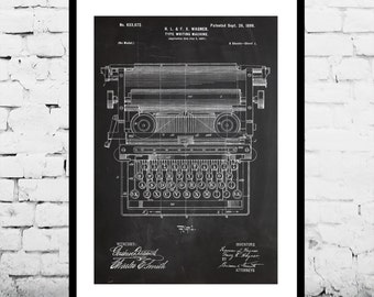 Typewriter Art Print Typewriter Patent Typewriter Vintage