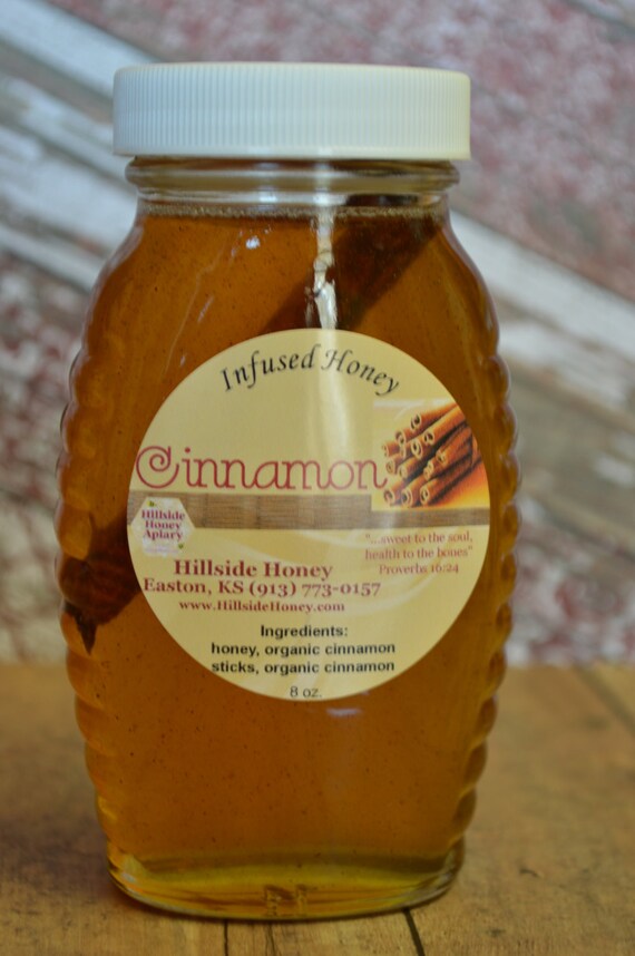 Cinnamon Infused Raw Honey with organic by HillsideHoneyApiary