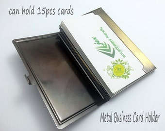 8pcs Business Card Case With Epoxy Sticker-Metal Business Card Holder-Metal Card Case-Blank Card Holder Frame-Holds a standard sized card