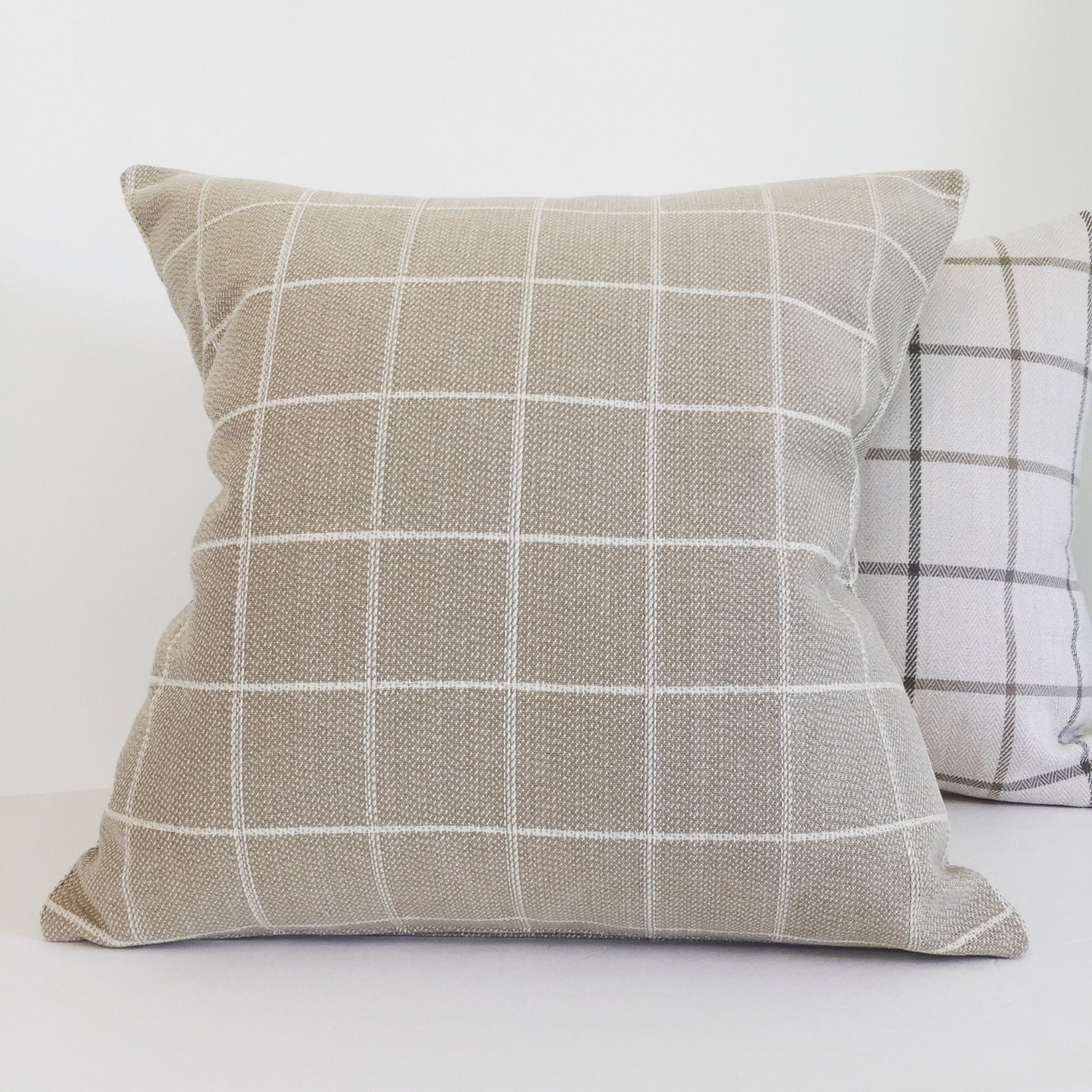Plaid pillow cover Taupe plaid pillow cover Plaid pillow