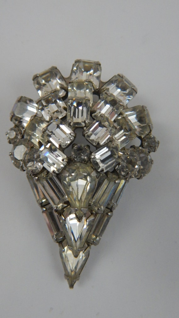 Weiss Clear Rhinestone Brooch