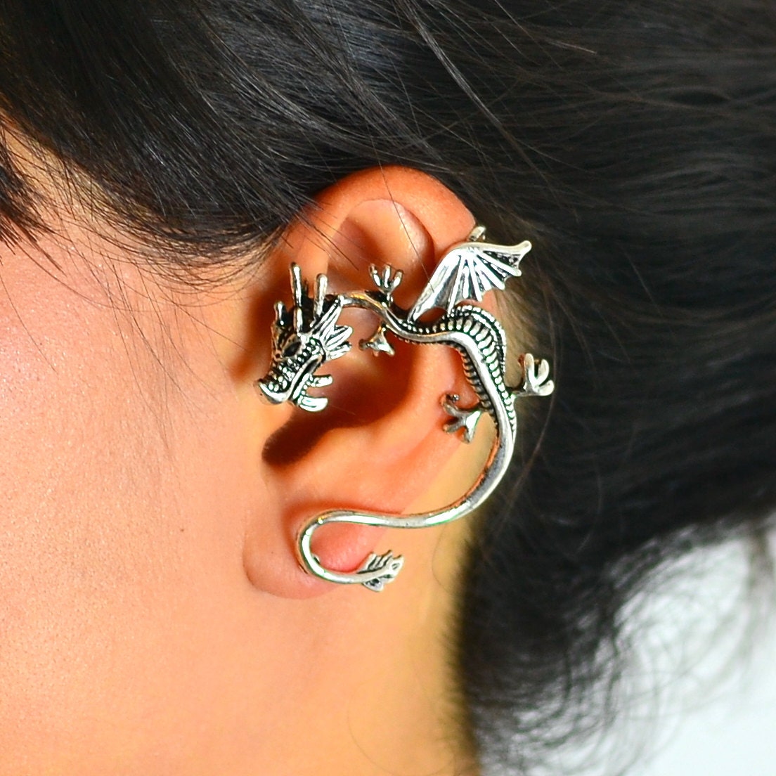 Silver Dragon Ear Cuff Ear Wrap Dragon Earring Dragon