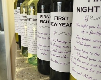 8 Bridal Shower Wine labels - First