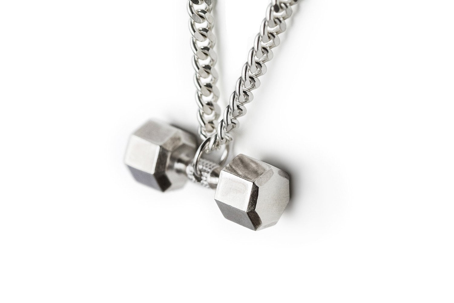 Silver 925 DUMBBELL necklace fitness jewelry fitness charm