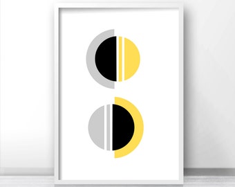 Printable Wall Art, Abstract Art, Geometric Art Print, Modern Print, Gray Yellow Art, Digital Download Art, Modern Wall Art, Abstract Print