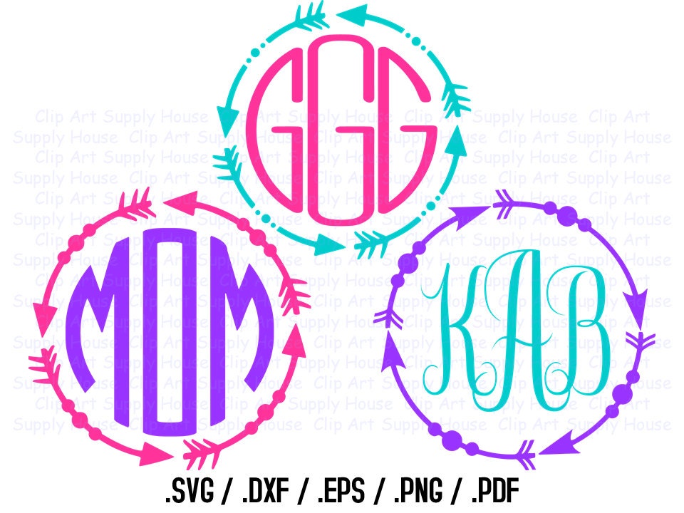 Download Tribal Arrow Circle Monogram Frame Design Files Use With