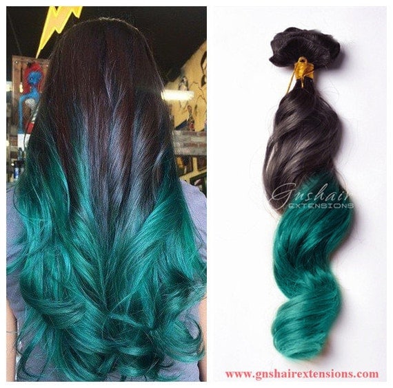 black to teal hair extensions