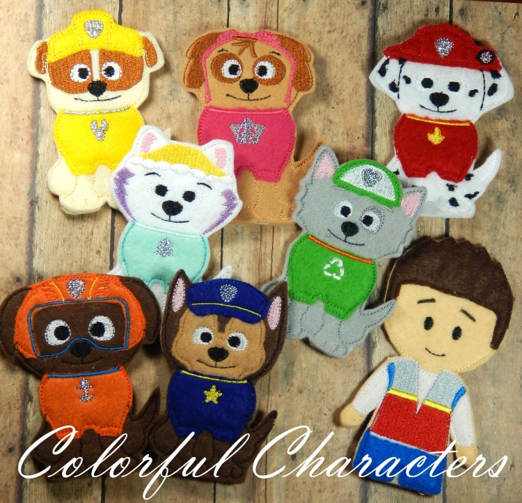 Paw Patrol Finger Puppets full set made to by ColorfulCharacters