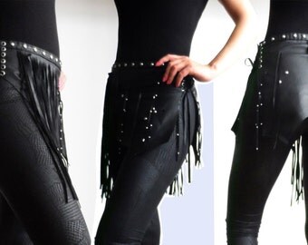 Pixie Buffalo leather skirt, Steampunk leather, Wrap Leather Skirt, Leather Medieval skirt, Tribal leather skirt, burning man
