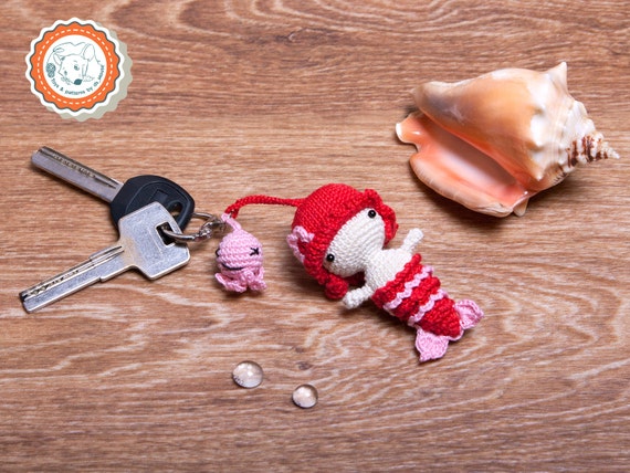 Crochet Mermaid doll Keychain Amigurumi Mermaid doll Keychain