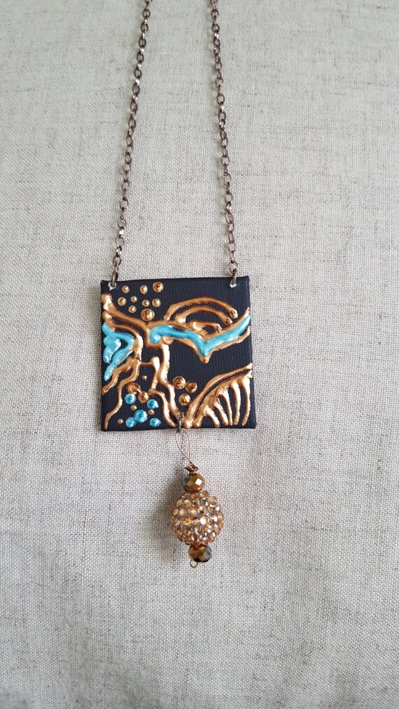 Items similar to Woman Necklace Hand Painted Necklace Art Necklace on Etsy