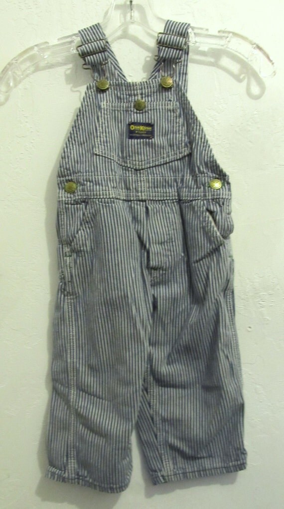 Boys Vintage 60's/70's,Hickory Striped SANFORIZED Bib Overalls By OSHKOSH B'GOSH.2yr