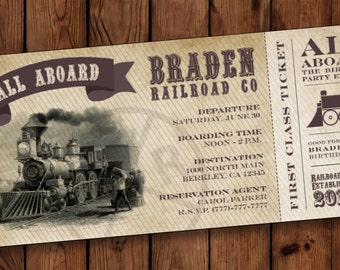 Boarding Pass Invitations, Train Birthday Invitation, Train Birthday Party Invite, Birthday Invitation Ticket, Boarding Pass Invites #003